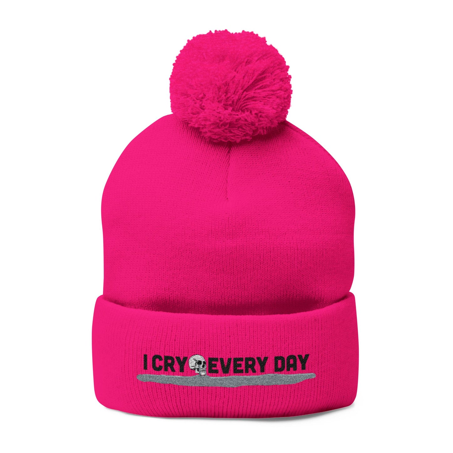 I Cry Every Day pom-pom knit cap