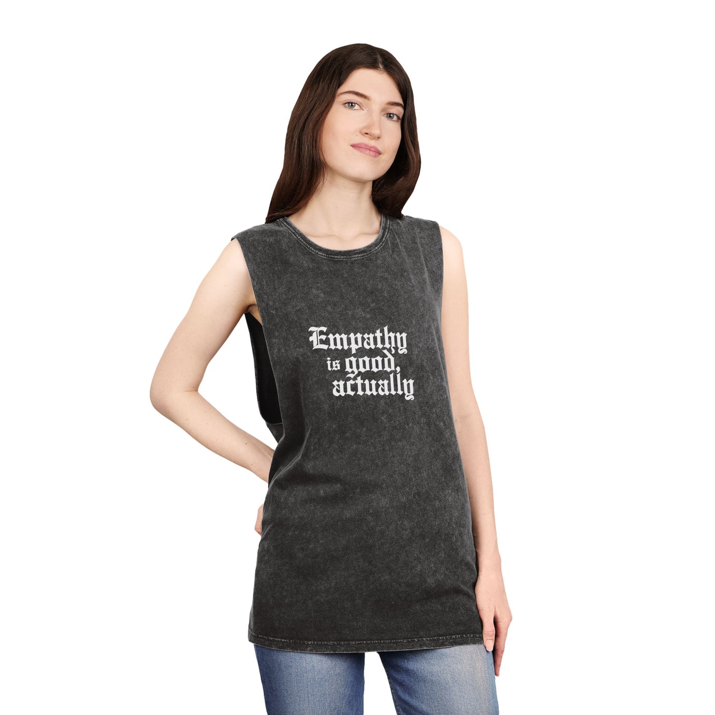 Empathy is Good Actually stonewash tank top