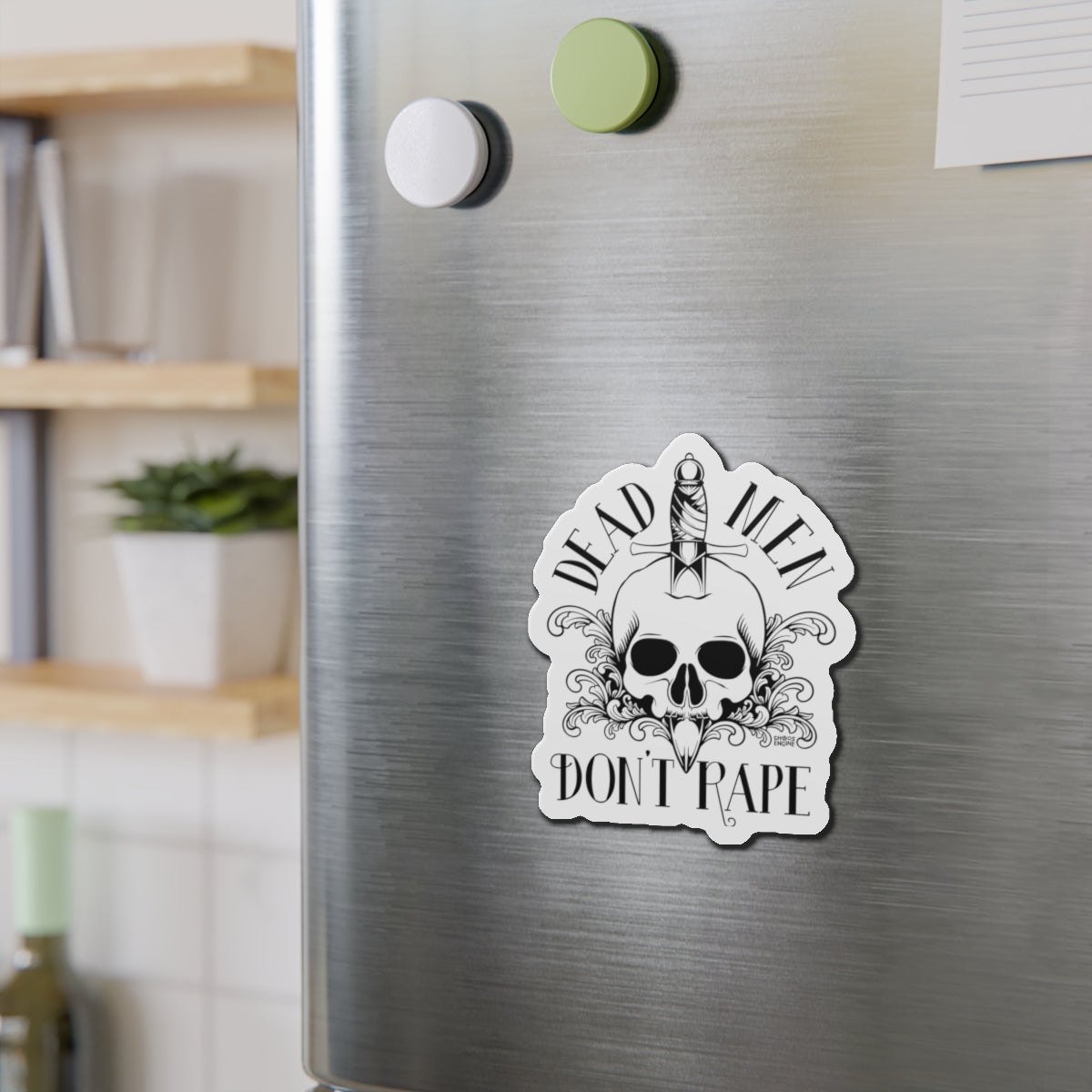 Dead Men Don't Rape die-cut magnet