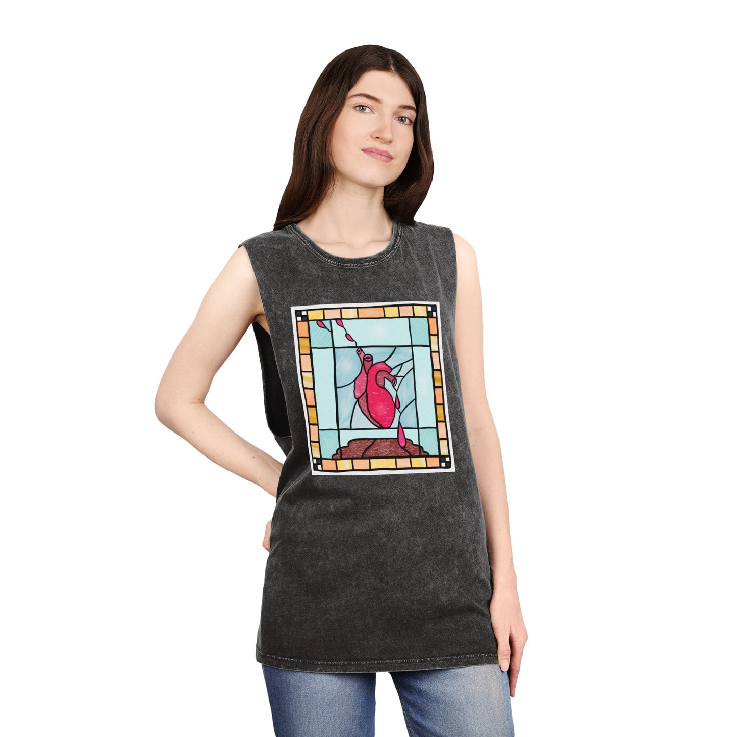 Heart of Stained Glass stonewash tank top