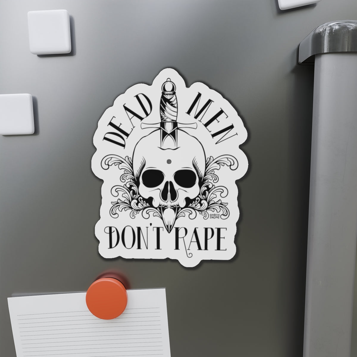 Dead Men Don't Rape die-cut magnet