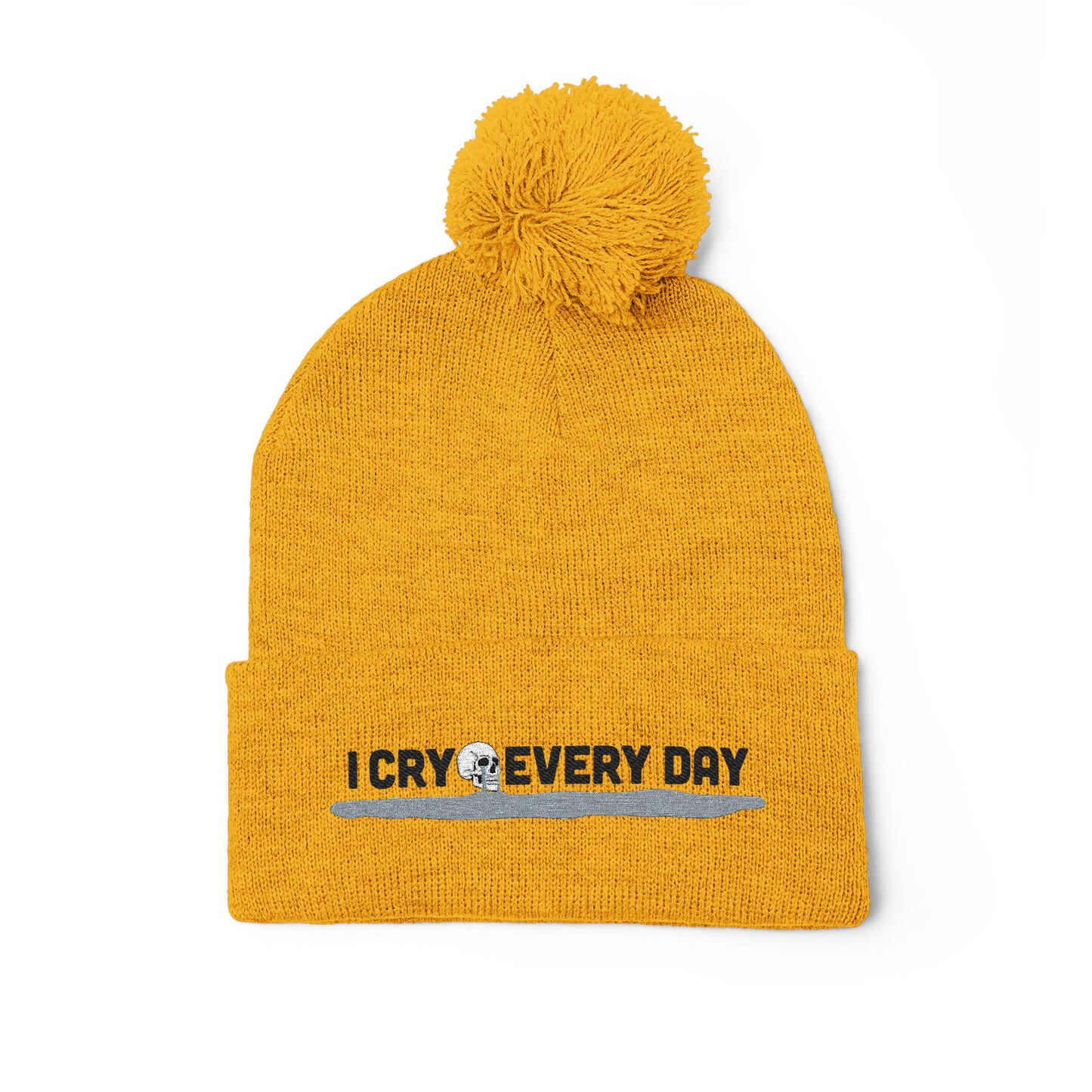 I Cry Every Day pom-pom knit cap