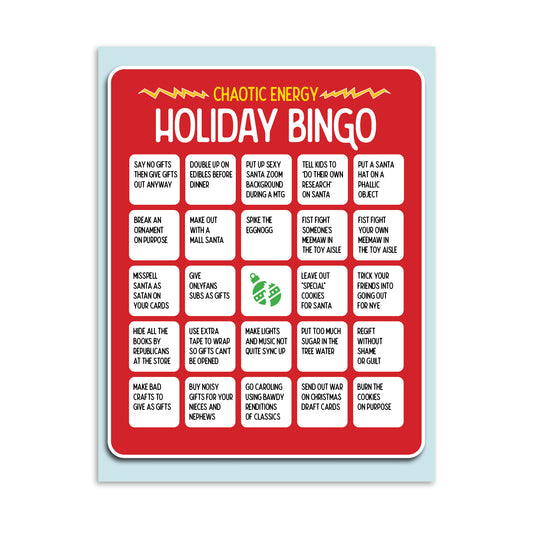 Chaotic Holiday Bingo funny Christmas card