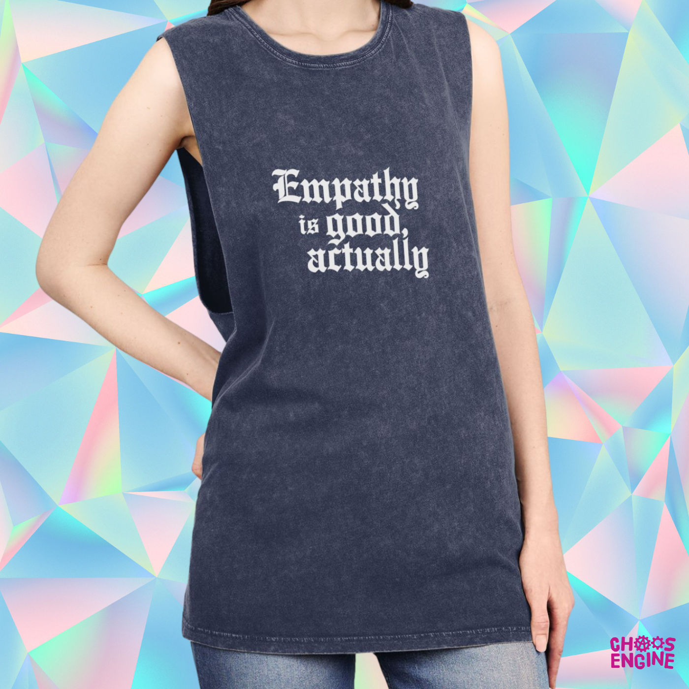 Empathy is Good Actually stonewash tank top