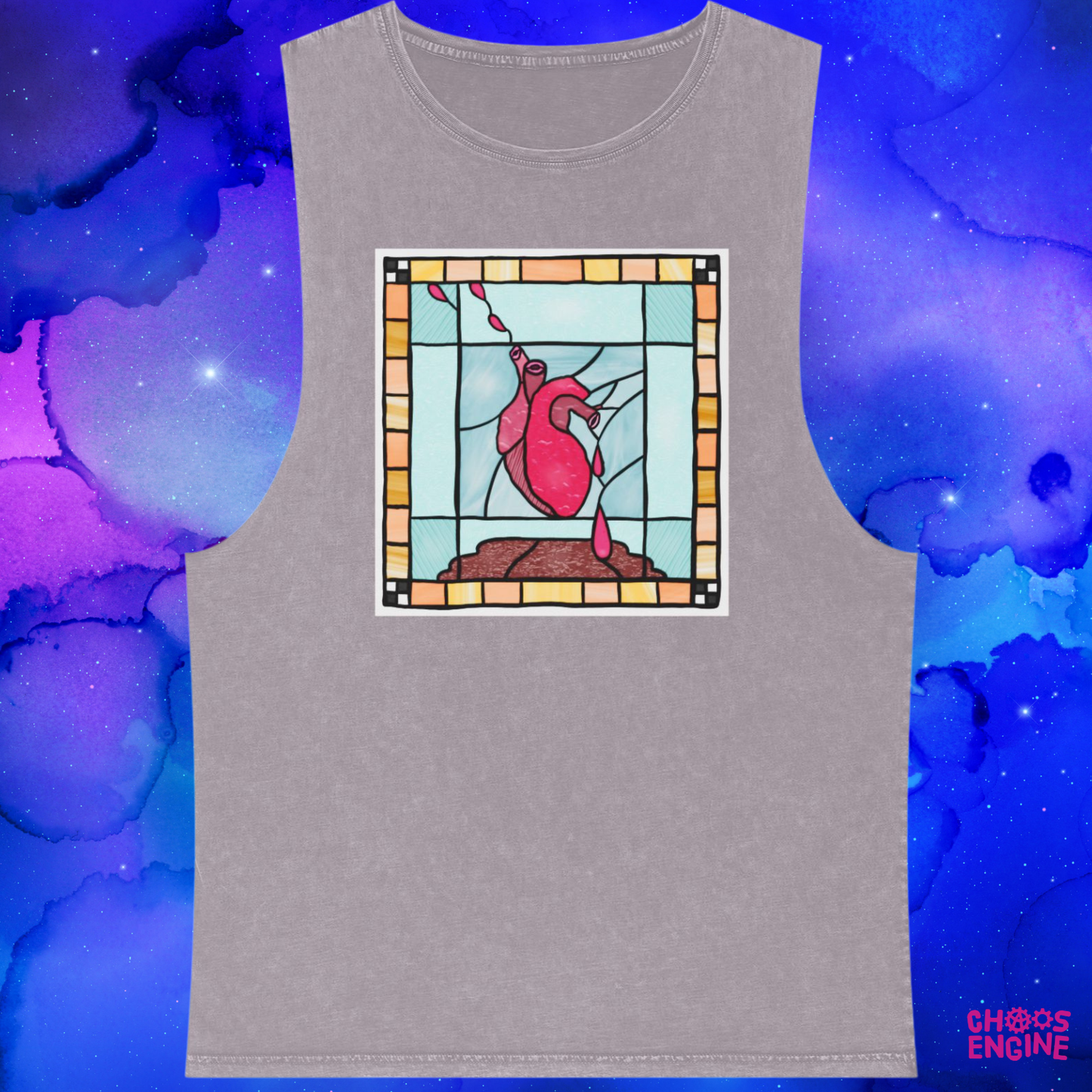 Heart of Stained Glass stonewash tank top