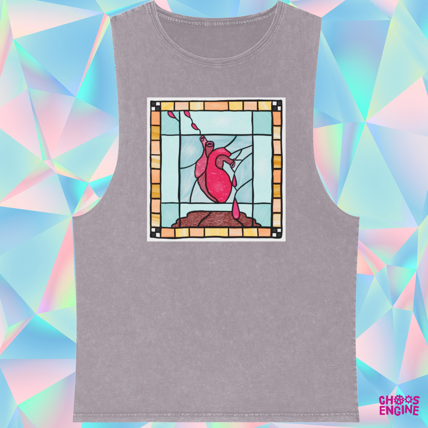 Heart of Stained Glass stonewash tank top