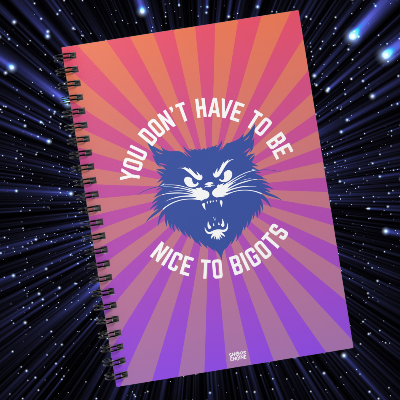 Don't Be Nice to Bigots spiral notebook