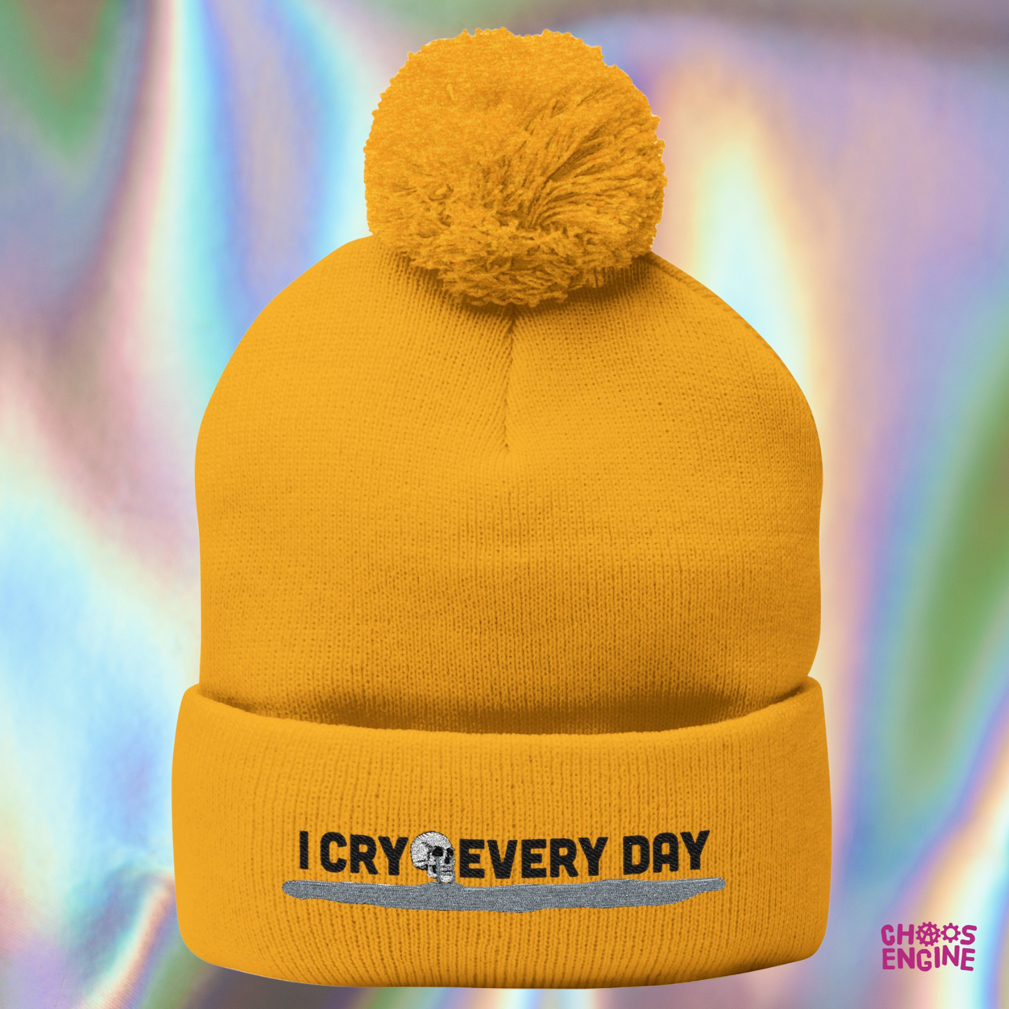 I Cry Every Day pom-pom knit cap