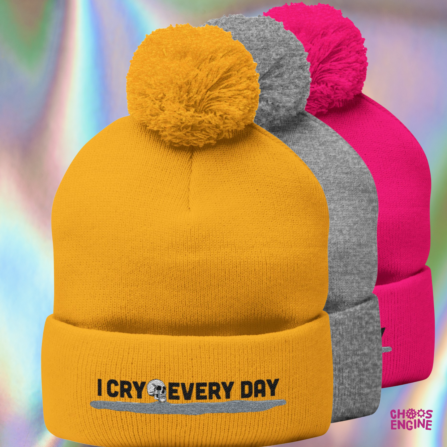 I Cry Every Day pom-pom knit cap