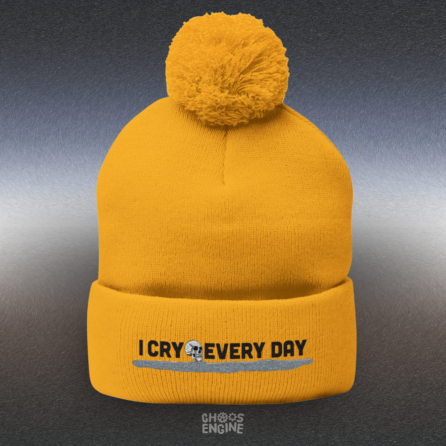 I Cry Every Day pom-pom knit cap