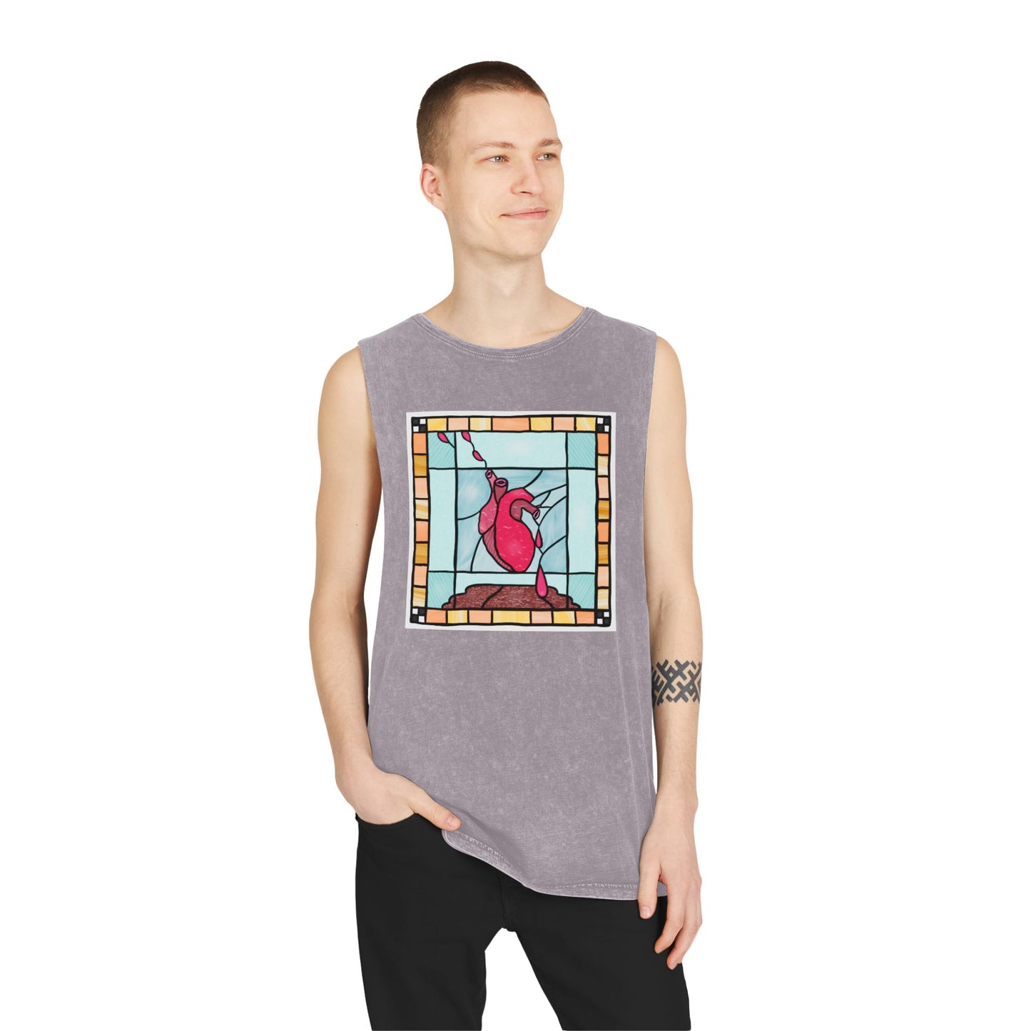 Heart of Stained Glass stonewash tank top