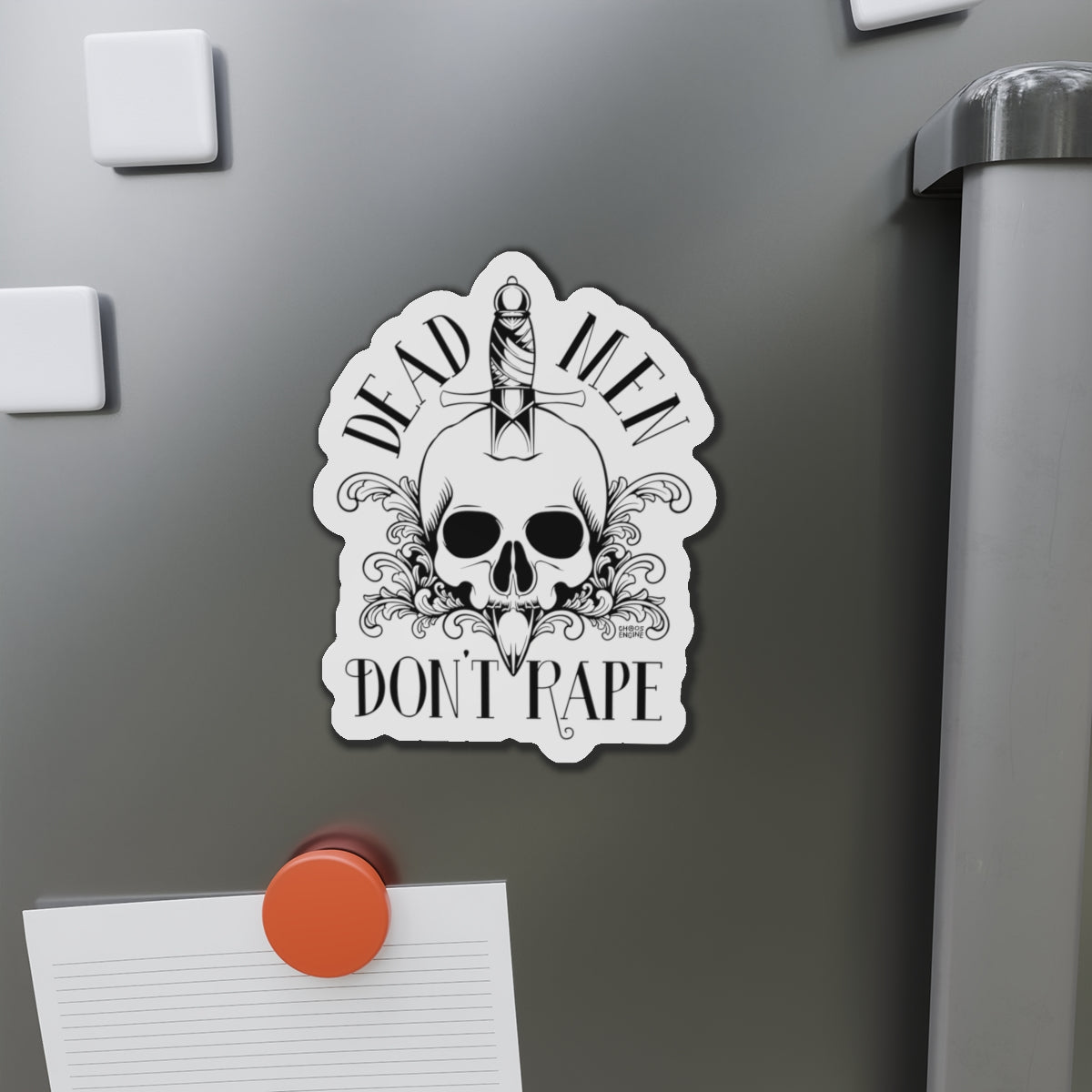 Dead Men Don't Rape die-cut magnet