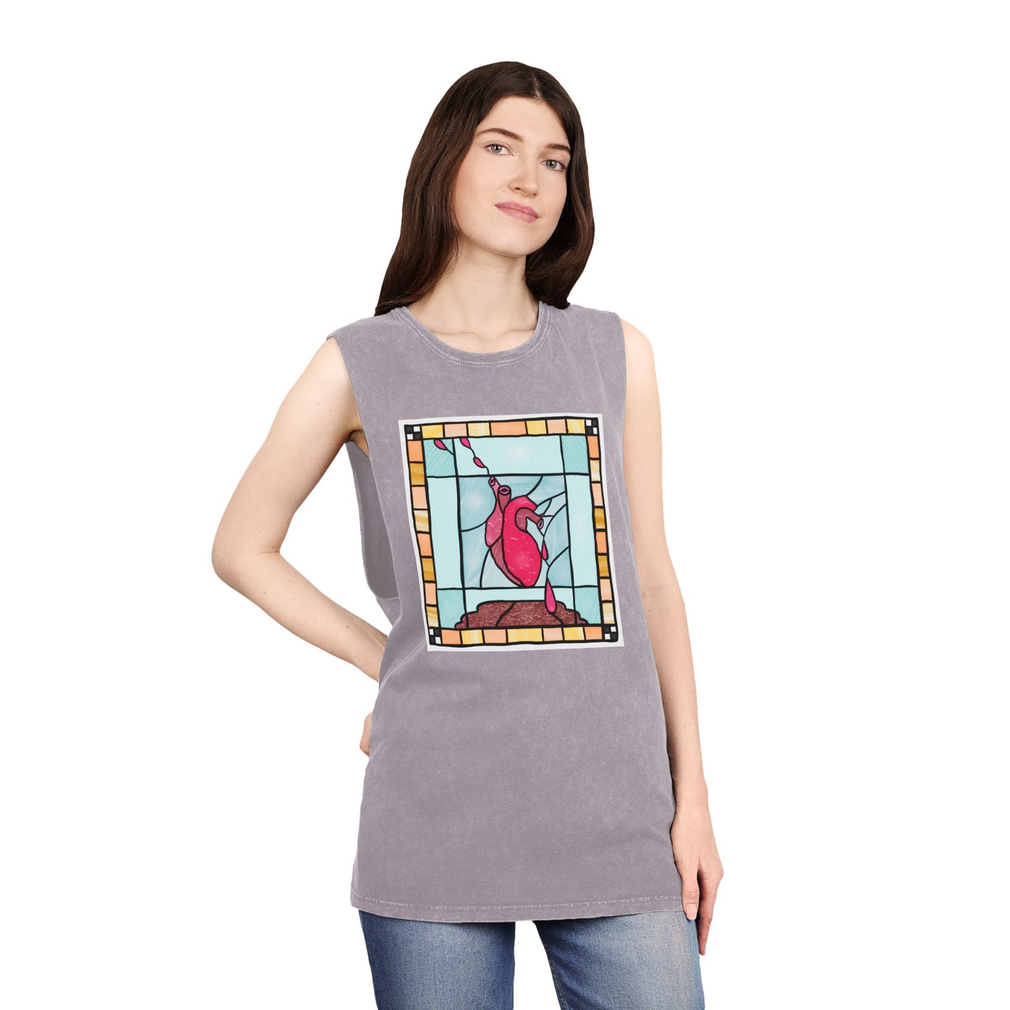Heart of Stained Glass stonewash tank top