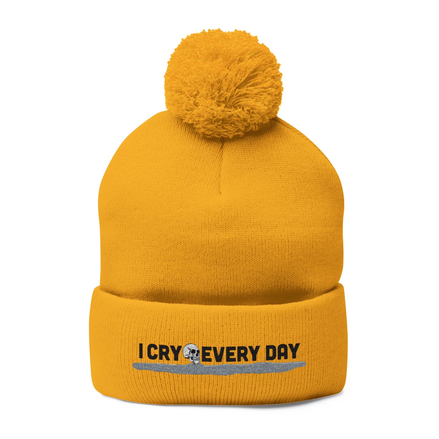 I Cry Every Day pom-pom knit cap