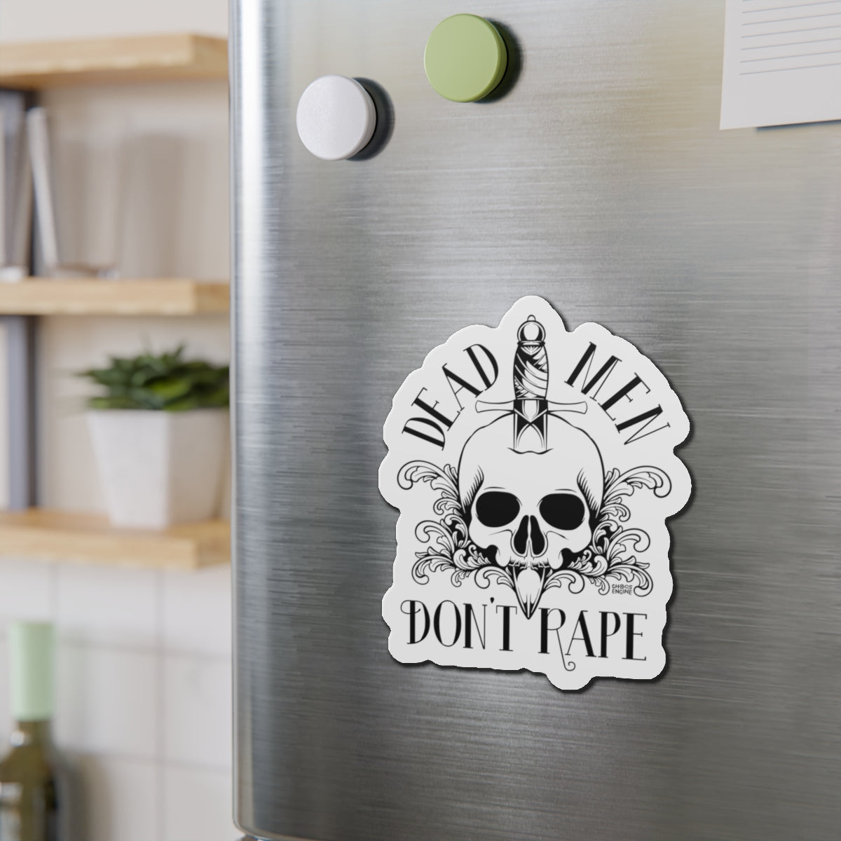 Dead Men Don't Rape die-cut magnet
