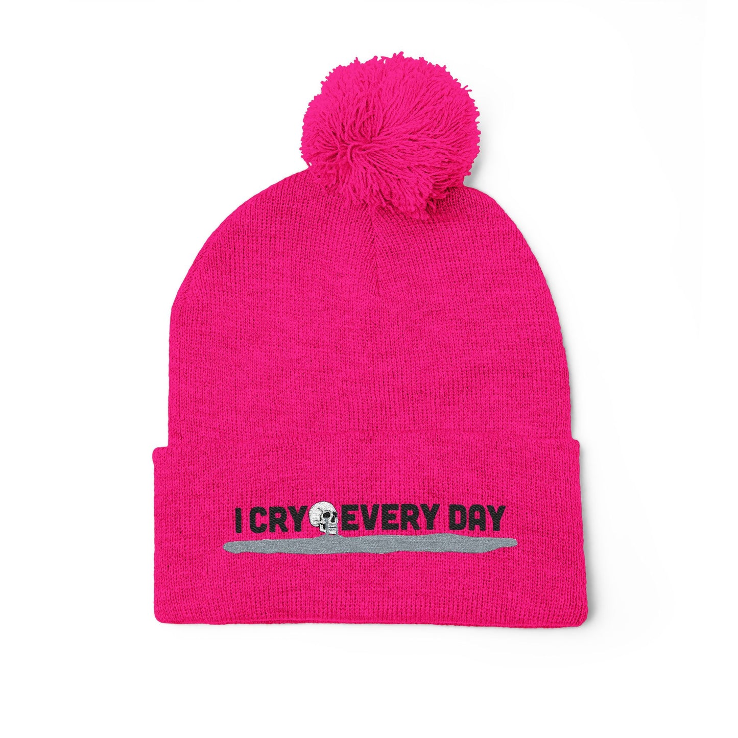 I Cry Every Day pom-pom knit cap