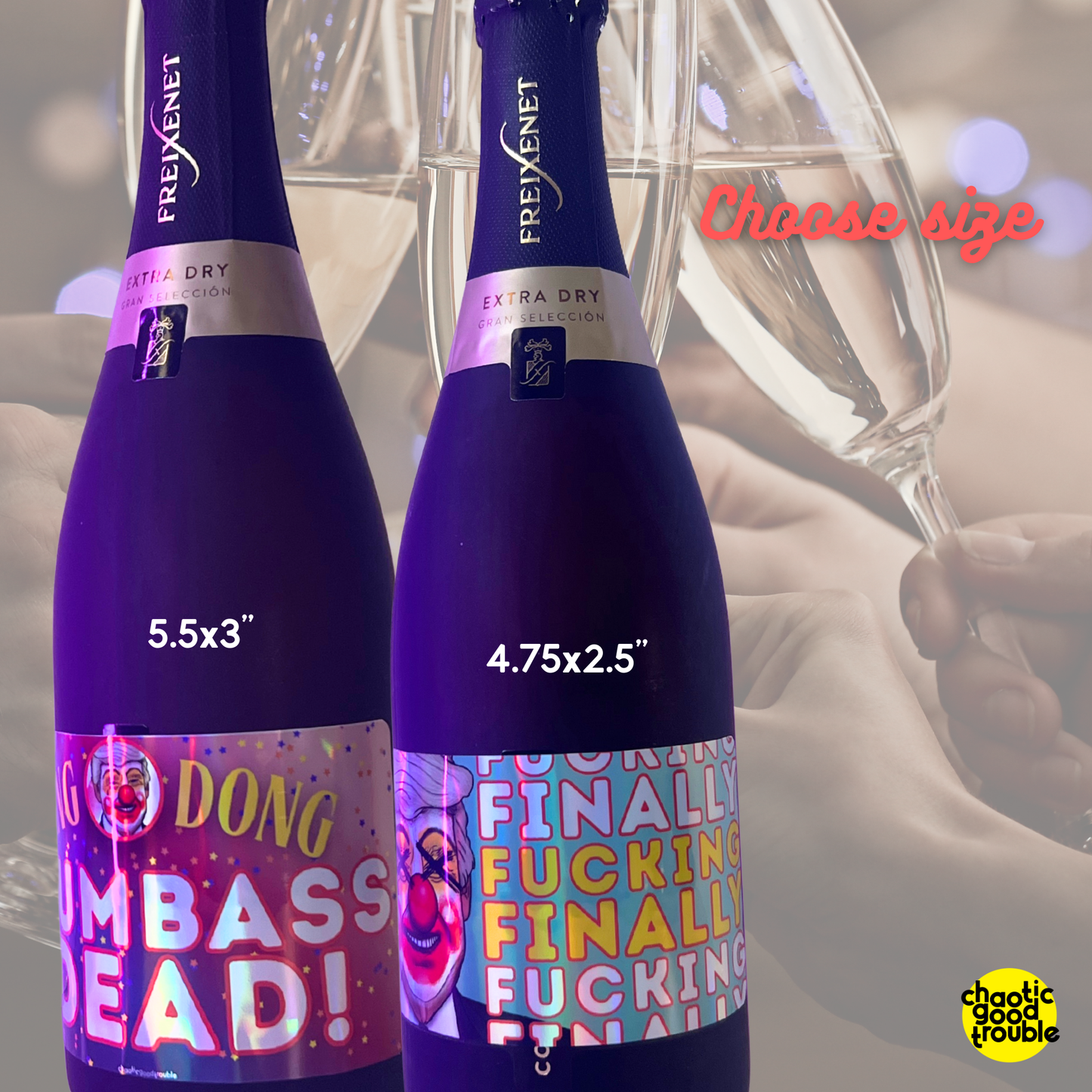 Ding Dong! celebratory bottle label for the Big Beautiful Funeral