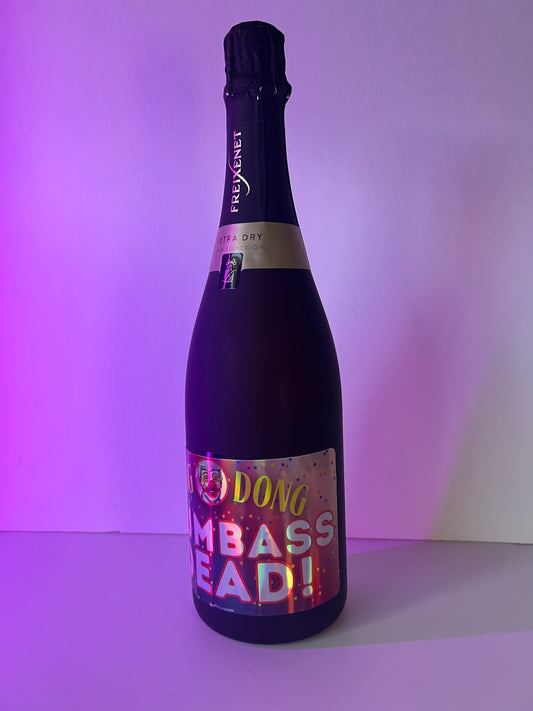 Ding Dong! celebratory bottle label for the Big Beautiful Funeral