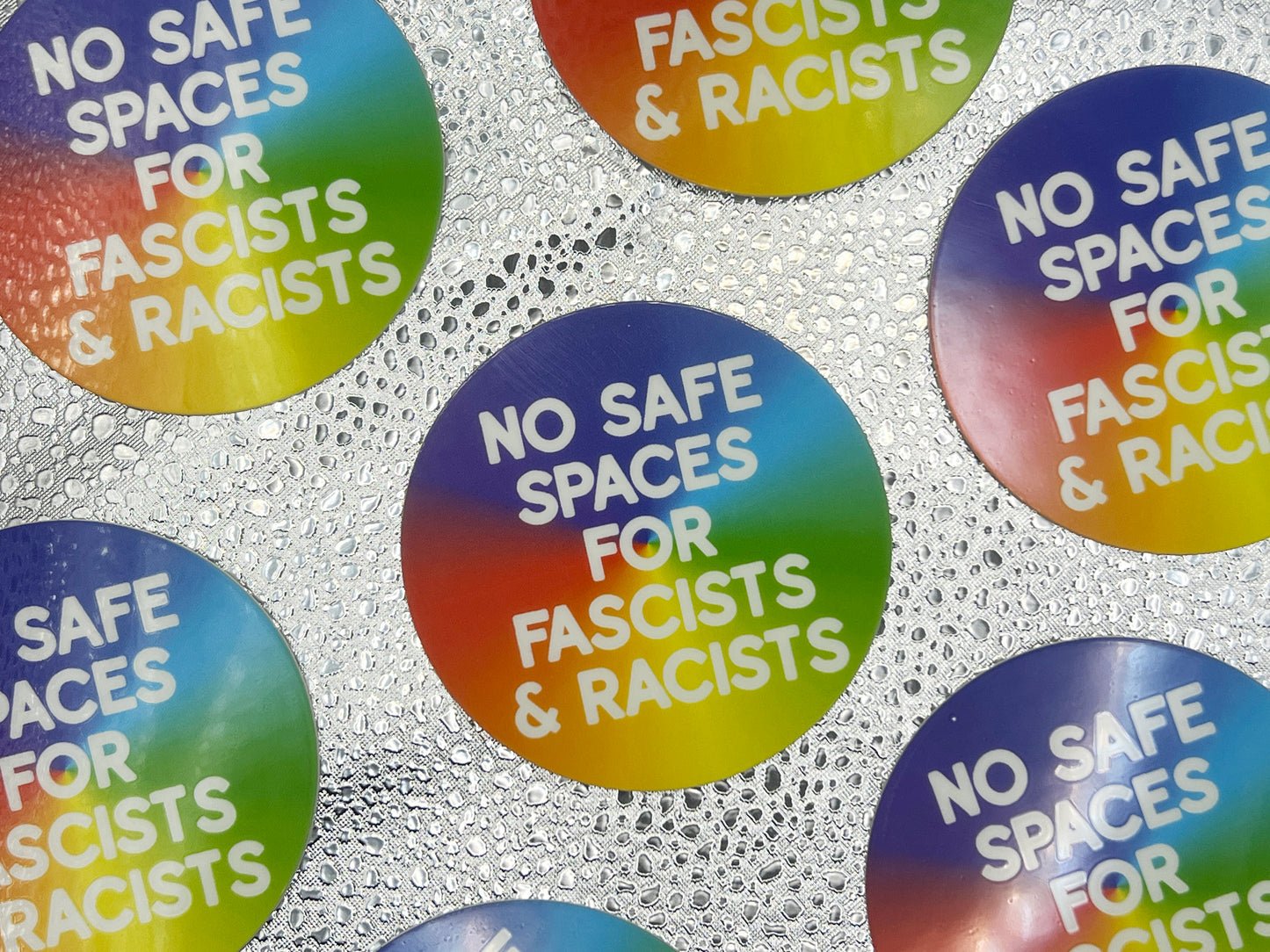 No Safe Spaces for Fascists & Racists glow-in-the-dark sticker