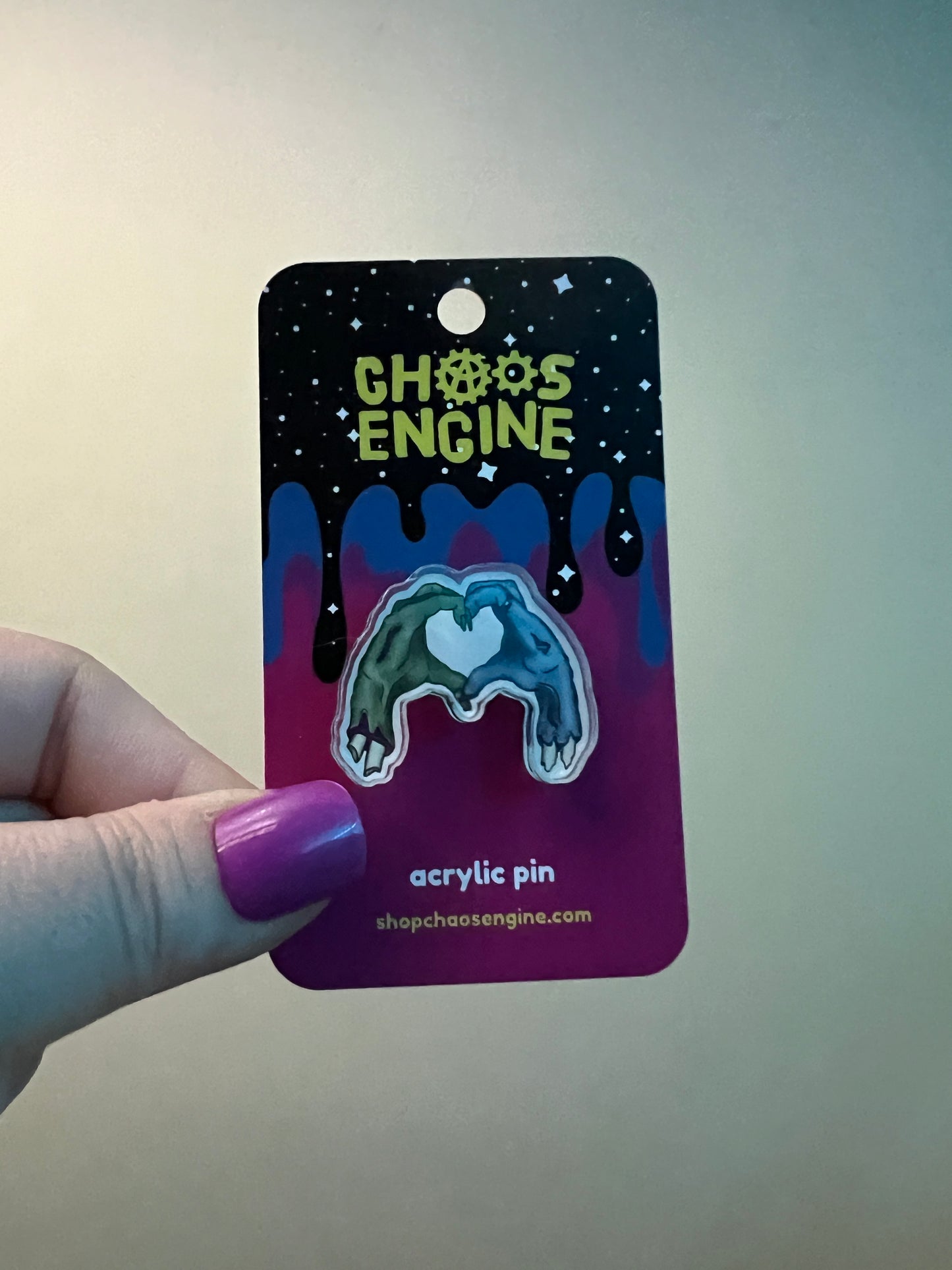 Zombie Heart Hands acrylic pin