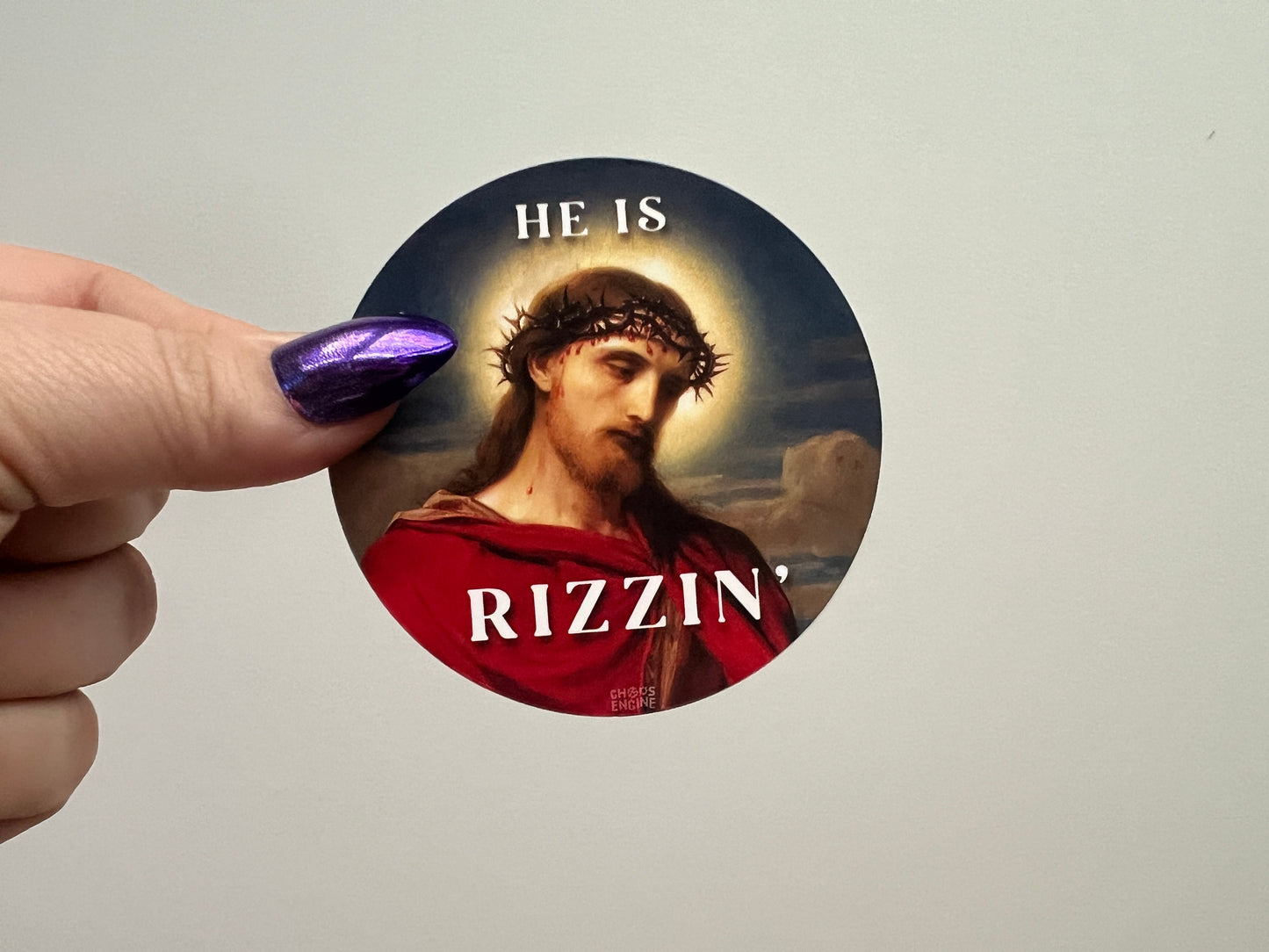 He Is Rizzin' vinyl sticker