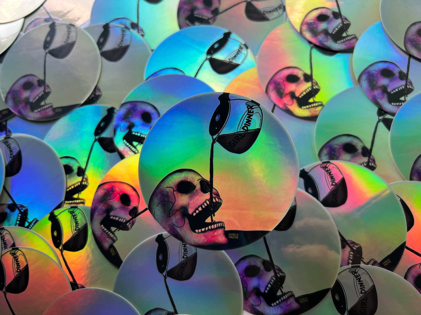 Girl Dinner holographic vinyl sticker