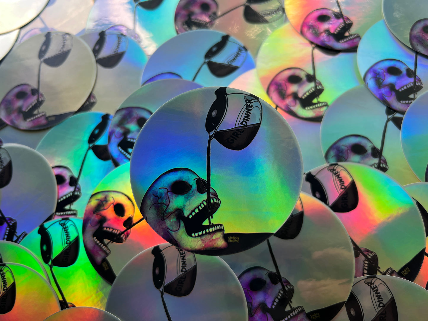 Girl Dinner holographic vinyl sticker
