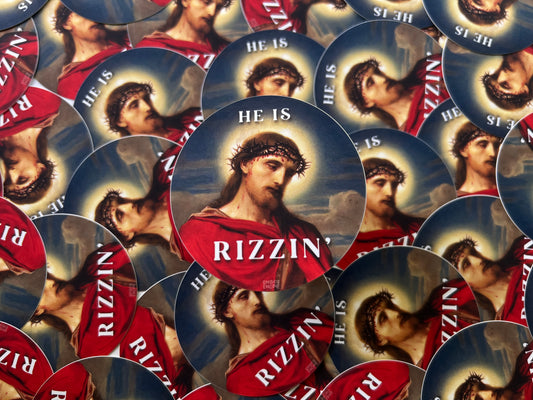 He Is Rizzin' vinyl sticker