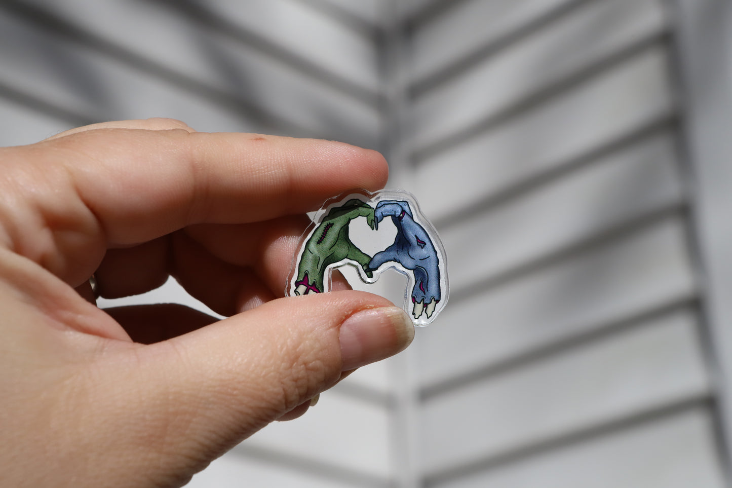 Zombie Heart Hands acrylic pin