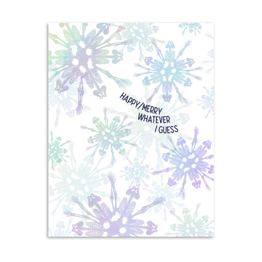 Bone snowflake pattern: Happy/merry whatever I guess sarcastic holiday card