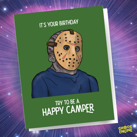 Jason Voorhees Happy Camper birthday card