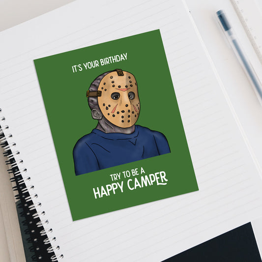 Jason Voorhees Happy Camper birthday card