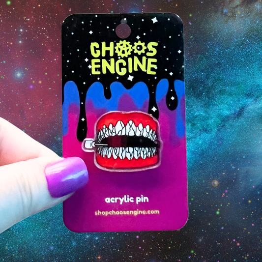 Broken Chattering Teeth acrylic pin