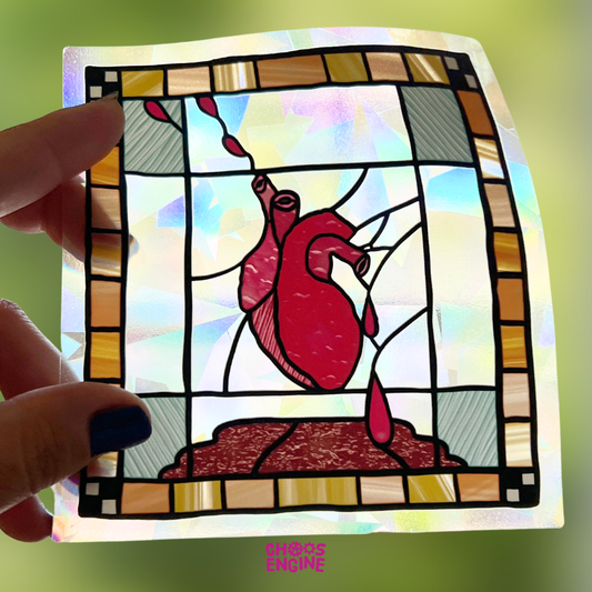 Heart of Stained Glass rainbow maker window decal