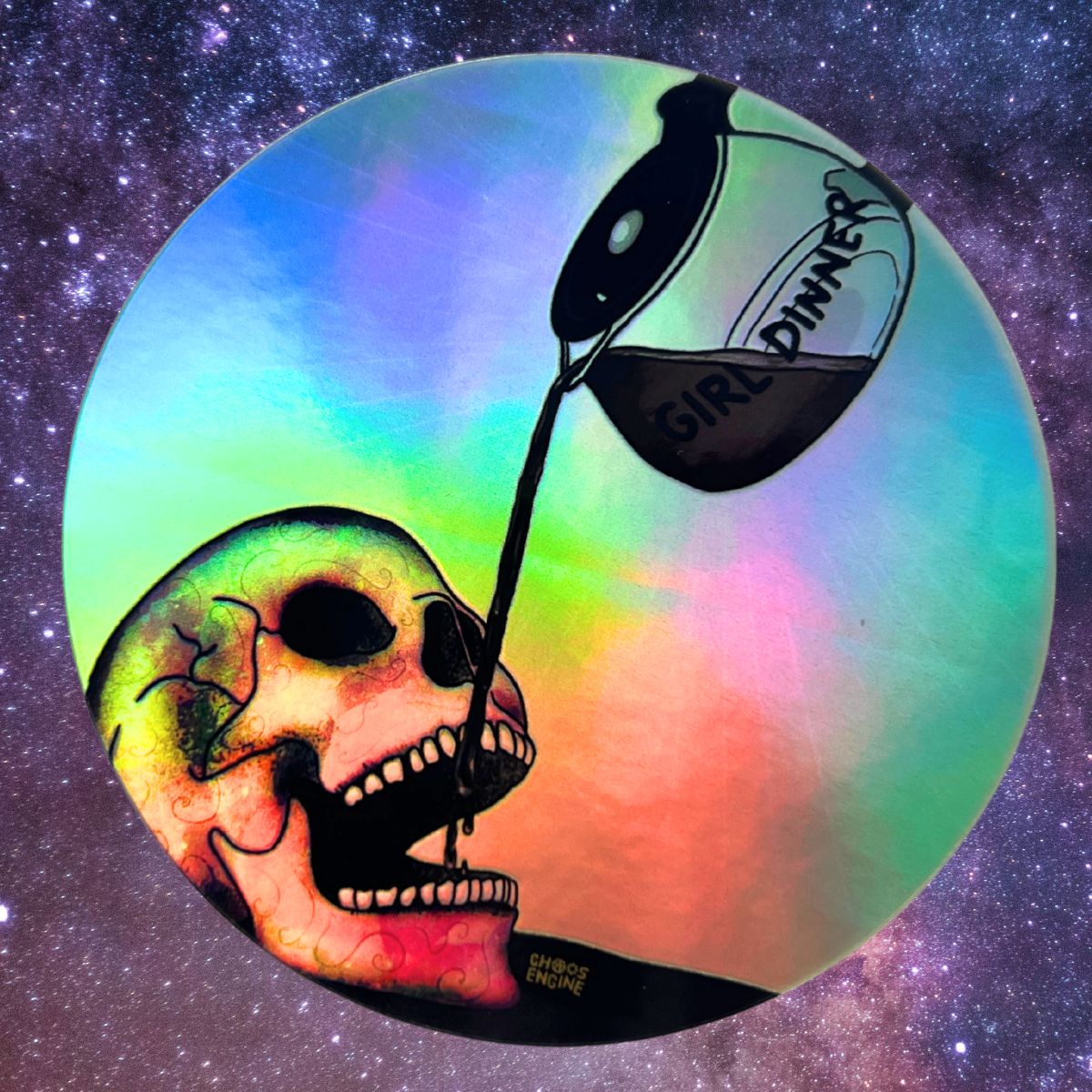 Girl Dinner holographic vinyl sticker
