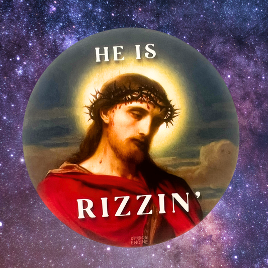 He Is Rizzin' vinyl sticker