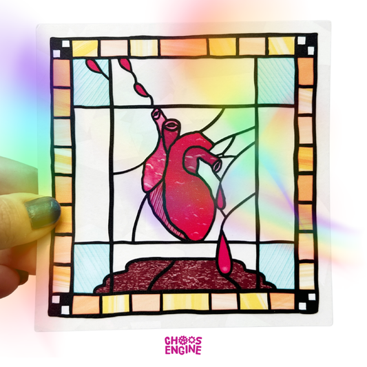 Heart of Stained Glass rainbow maker window decal