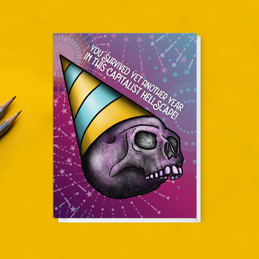 Capitalist Hellscape birthday card